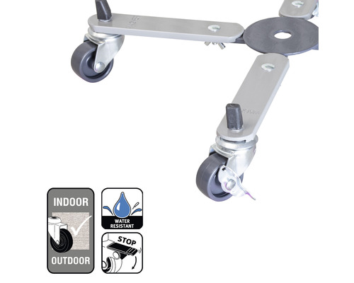 Placă cu rotile cu trei roți și simboluri asociate