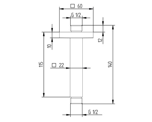 Desen tehnic al unui sifon cu dimensiuni