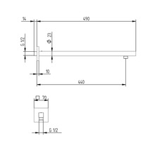 Braţ pentru pară duş fixă Schulte 44 cm rectangular crom