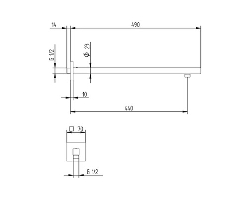 Desen tehnic al unui radiator de prosoape cu dimensiuni