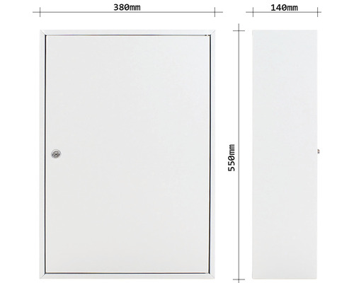 Cutie de instalații cu dimensiunile de 380 x 550 x 140 milimetri