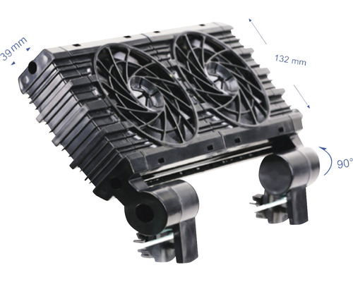 Ventilator de răcire pentru acvariu cu două ventilatoare și dimensiunile de 39 mm și 132 mm