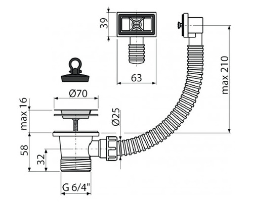 Schiță a unui sifon cu dimensiuni