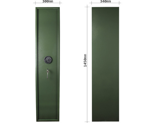 Dulap pentru arme din oțel, dimensiuni 300 x 340 x 1450 milimetri
