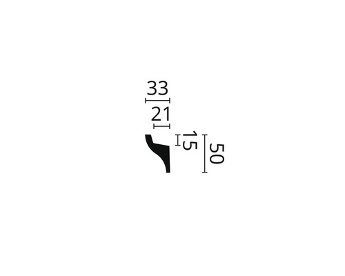 Desen tehnic al unei cornișe cu dimensiuni.