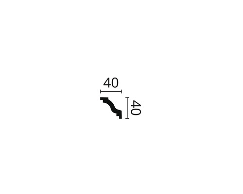 Desen schematic al unei cornize decorative cu dimensiunile de 40 pe 40 milimetri.