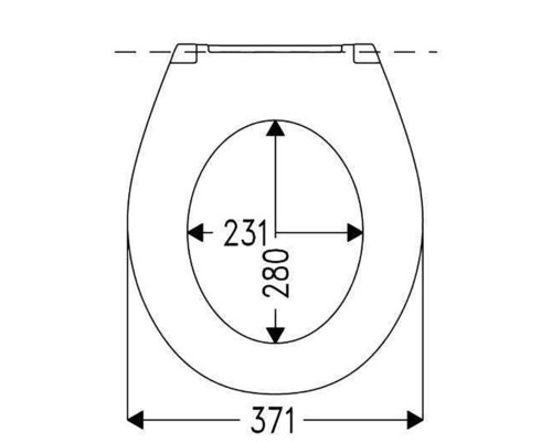 Desen tehnic al unui capac de toaletă cu dimensiuni