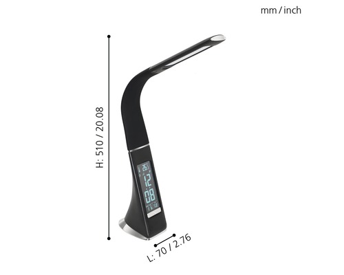 Lampă de birou cu afișaj digital și dimensiunile 510 x 70 milimetri