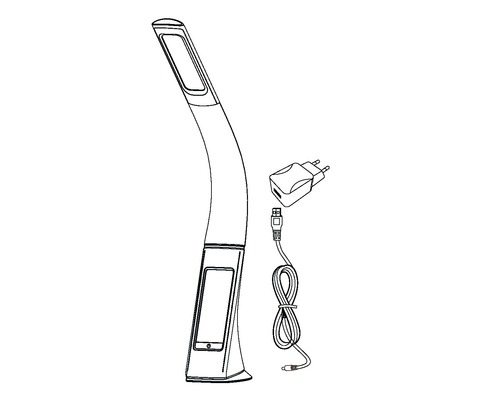 Lampă de birou cu LED, cu cablu de încărcare USB și adaptor de alimentare