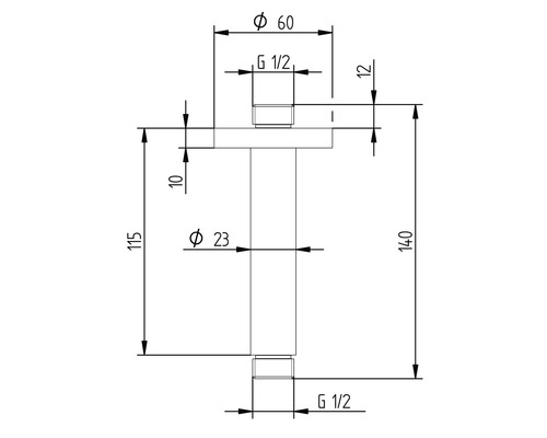 Desen tehnic al unei supape cu indicații de dimensiuni