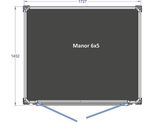 Vedere de sus a casei de grădină Manor 6x5 cu dimensiuni