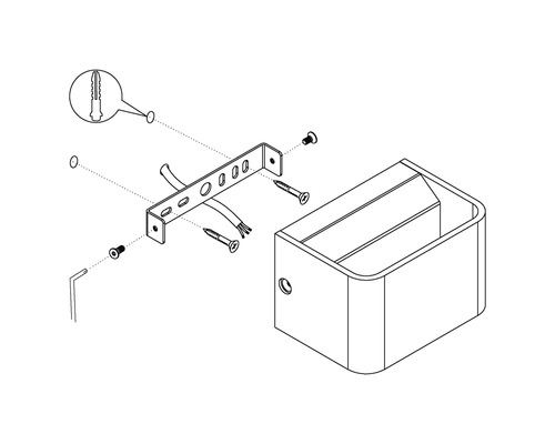 Diagramă explodată a unei lămpi de perete cu material de fixare