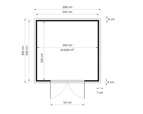 Plan cu dimensiunile unei căsuțe de grădină