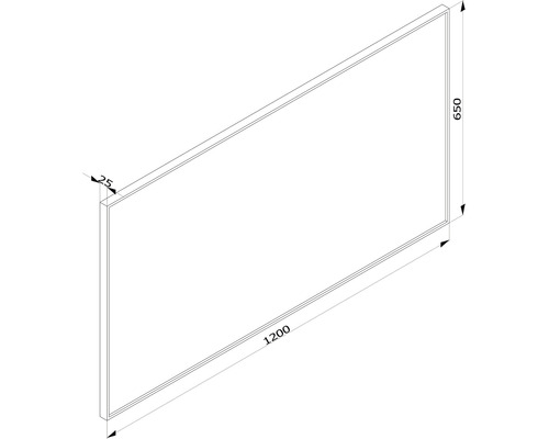 Desen tehnic al unui panou de perete cu dimensiunile de 1200 x 650 x 25 milimetri