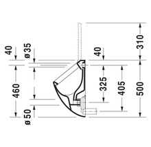 Desen tehnic al unui urinal cu dimensiuni