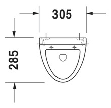 Desen tehnic al unui WC suspendat cu dimensiunile 305 și 285