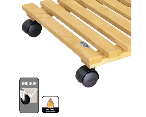 Suport mobil din lemn cu roți pentru interior, simbol pentru utilizare la interior, simbol pentru întreținere cu ulei
