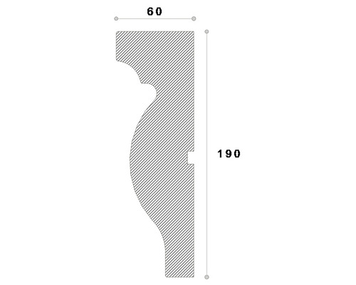 Desen tehnic al unui profil cu dimensiunile 60 și 190.