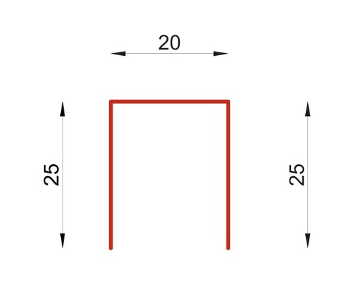 Dimensiunile unui profil U: 25 x 20 x 25 milimetri