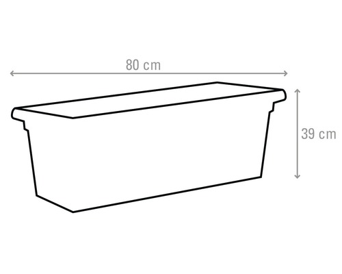 Ilustrație cu o jardinieră cu dimensiunile de 80 x 39 cm