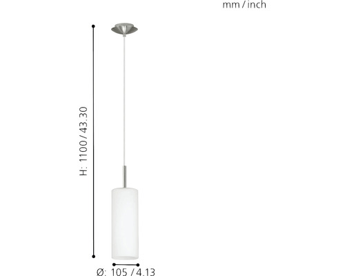 Lumină suspendată cu formă cilindrică și dimensiunile 1100 x 105 milimetri