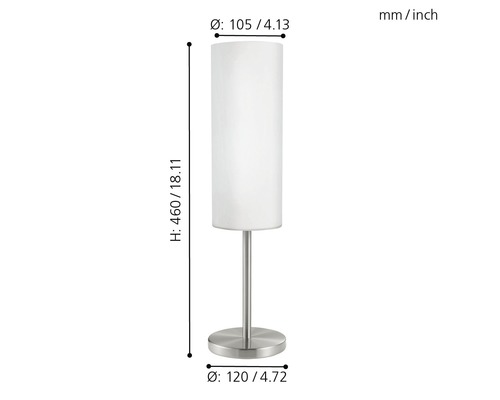 Dimensiunile unei lămpi de masă