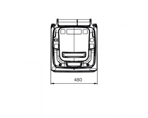 Desen tehnic al unei furgonete cu indicația 480 ca dimensiune a lățimii