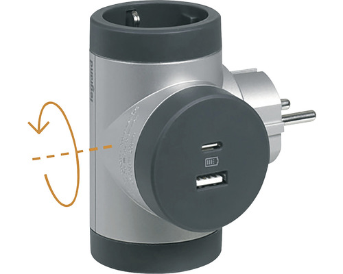Multi ștecher Legrand RevOlution 2 prize + 1x USB + 1x USB | HORNBACH