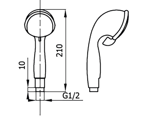 Desen tehnic al unui cap de duș de mână cu cote