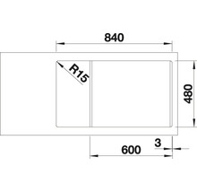 Desen tehnic al unei chiuvete cu dimensiunile 840 x 480 milimetri