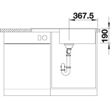 Desen tehnic cu chiuvetă de bucătărie și dimensiuni