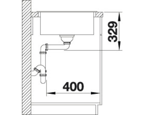 Desen tehnic al unei chiuvete cu dimensiuni