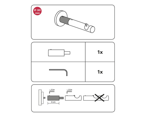 Instrucțiuni pentru cârlig de garderobă cu un diametru de 20 milimetri