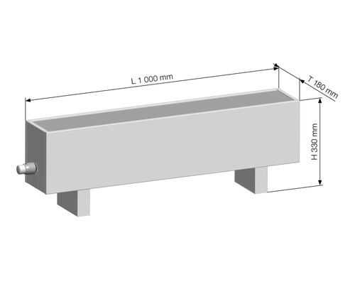 Desen tehnic al unui radiator cu dimensiunile de 1000 x 180 x 330 milimetri