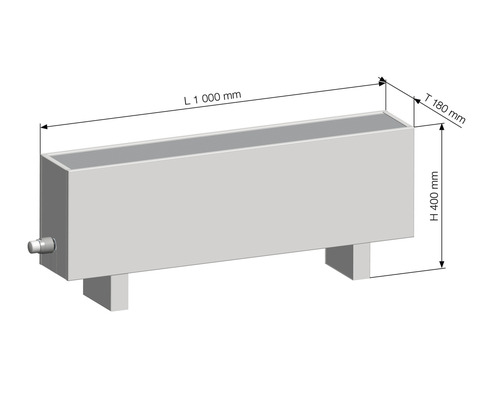 Imagine a unui radiator cu dimensiunile de 1000 mm lungime, 180 mm adâncime și 400 mm înălțime