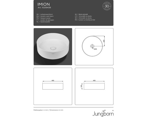 Lavoar ceramic cu montaj pe blat, cu dimensiuni