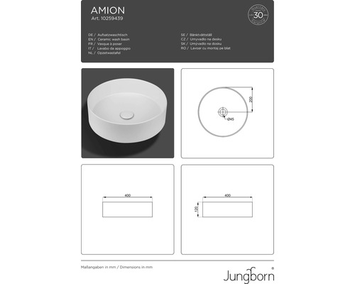 Lavoar ceramic cu montaj pe blat cu dimensiuni