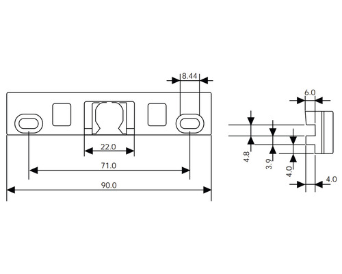 Desen tehnic al unei feronerii de mobilier cu dimensiuni