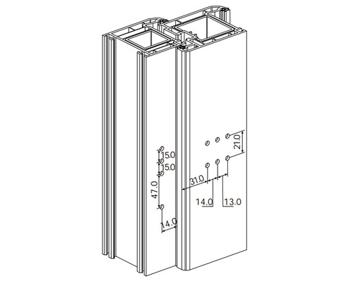 Desen tehnic al unui profil de fereastră cu dimensiuni