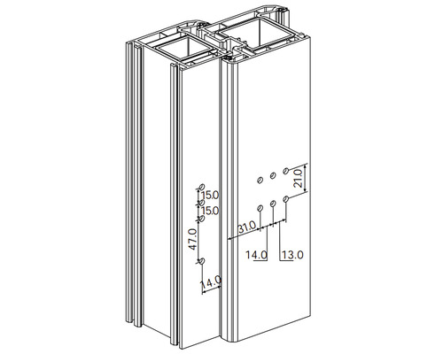 Desen tehnic al unui profil de fereastră cu dimensiuni indicate