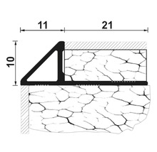 Profil colț exterior tringhiular din aluminiu anodizat 10x11 mm 2,5 m argintiu periat EAT100.94-thumb-1