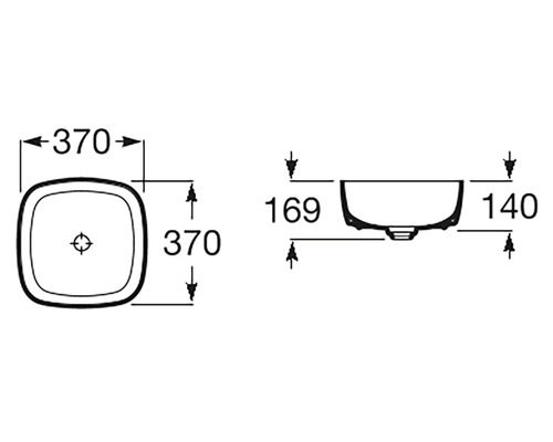 Desen tehnic cu dimensiunile unui lavoar de blat