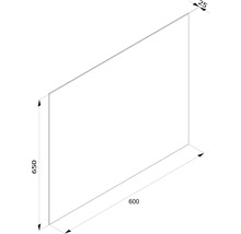 Schiță a unei plăci cu dimensiunile 650 x 600 x 25 milimetri