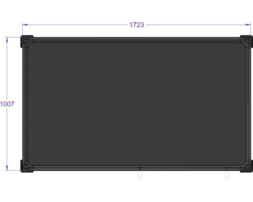 Reprezentare detaliată a unei cutii dreptunghiulare cu dimensiunile de 1723 x 1007