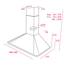 Hotă bucătărie tip șemineu Teka DOS 60.1 VN 60 cm, 3 trepte putere, free outlet 650mc/h, turbină dublă, finisaj Vanilla