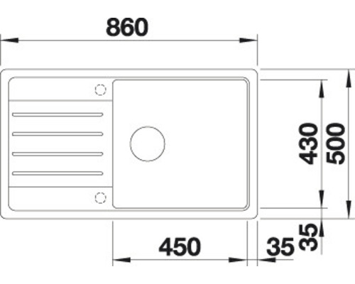 Desenul unei chiuvete cu dimensiuni.