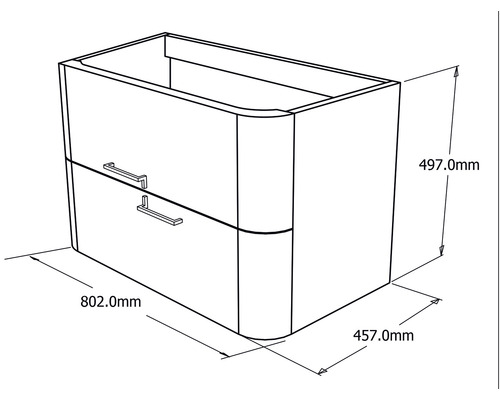 Desen al unui dulap de bază pentru chiuvetă cu dimensiuni
