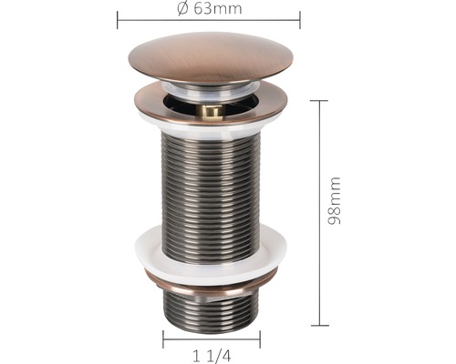 Garnitură de scurgere pentru lavoar cu dimensiunile de 63 mm în diametru și 98 mm în înălțime