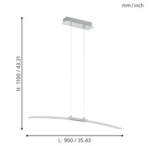 Dimensiunile unei lămpi suspendate: înălțime 1100 mm, lungime 900 mm