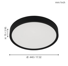 Lumină de plafon rotundă, diametru 440 milimetri, înălțime 75 milimetri